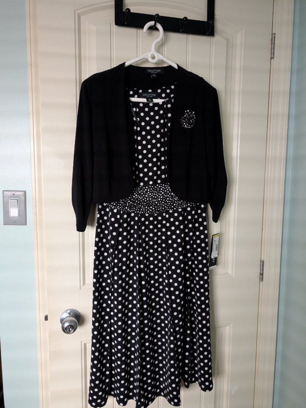 Perceptions New York Black & White Polka Dot dress, Size 12 NWT